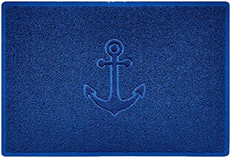 Nicoman Anchor Embossed Shape Door Mat Dirt-Trapper Jet-Washable Doormat-(Use Indoor or Sheltered Outdoor)-(60x40cm/23.6x15.7inches, Small) Grey