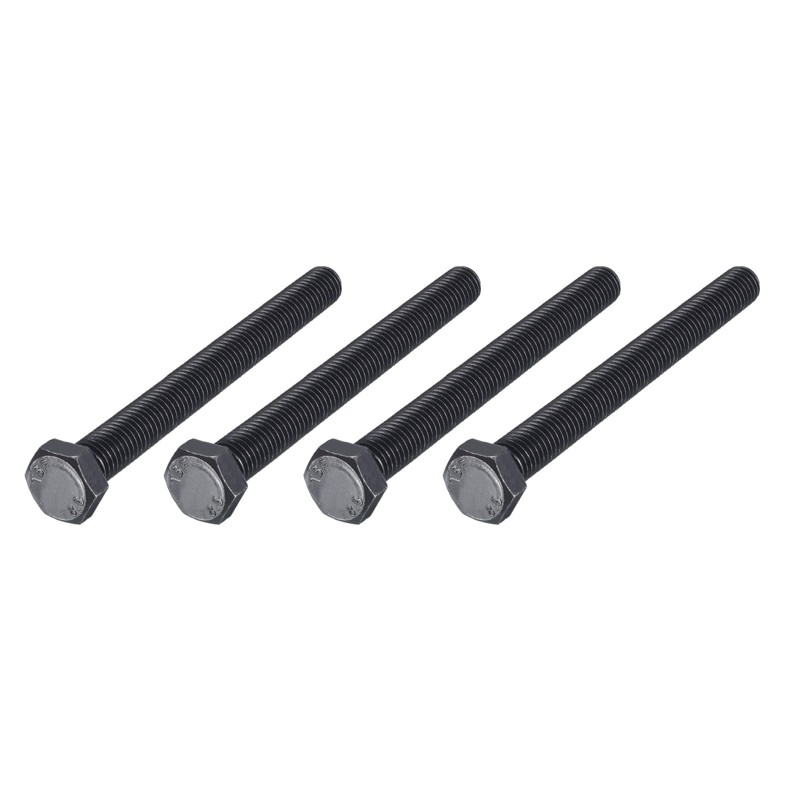 METALLIXITY Hex Bolts (M12-1.75x130mm) 4Pcs, 8.8 Grade Carbon Steel Fully Threaded Black Oxide, Coarse Thread UNC Hex Head Screw Bolt - for Furniture Repair