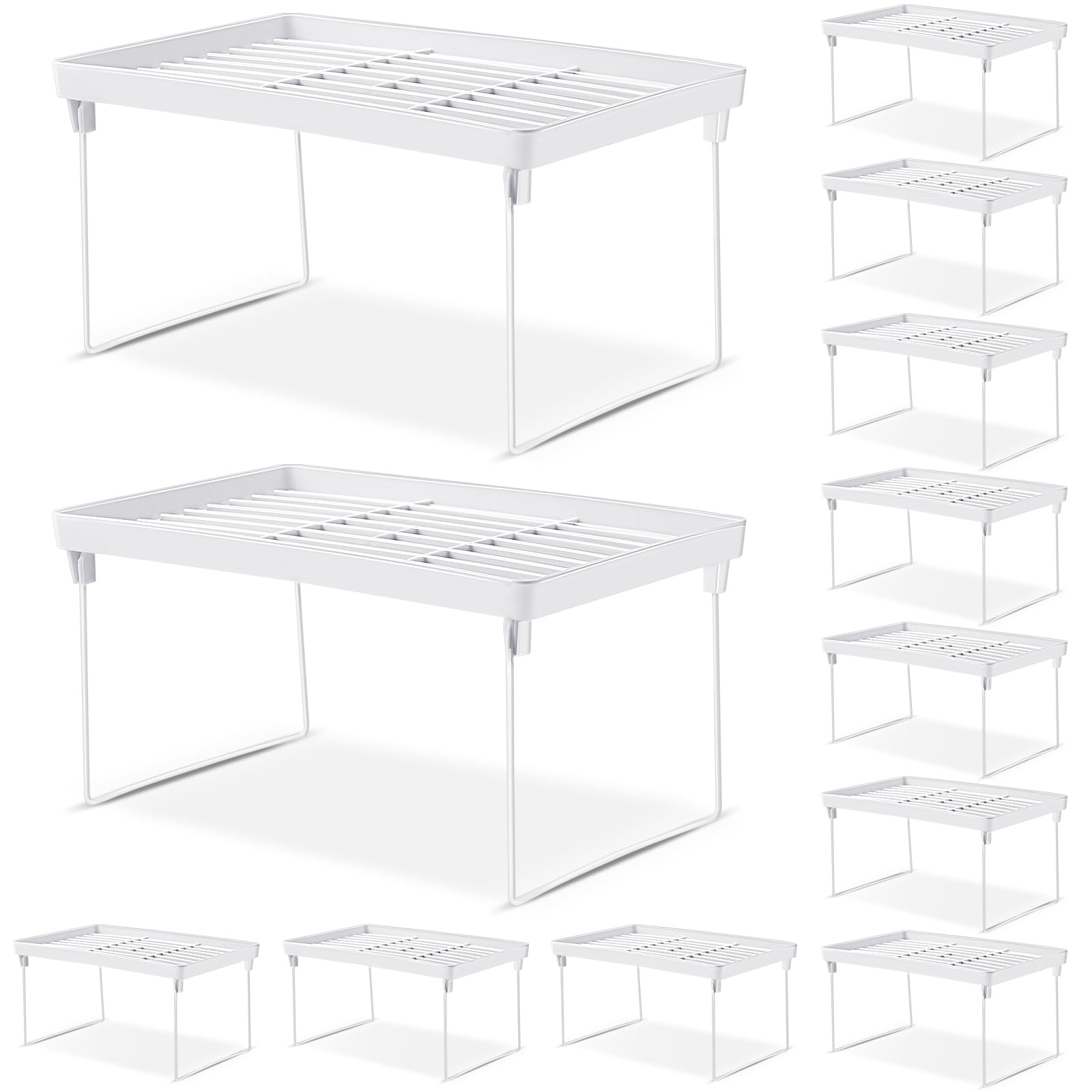 Photo 1 of Kigley 12 Pcs Locker Organizer, Collapsible Locker Shelf Collapsible Shelf Plastic Shelf Riser for Standard Size School Lockers, White