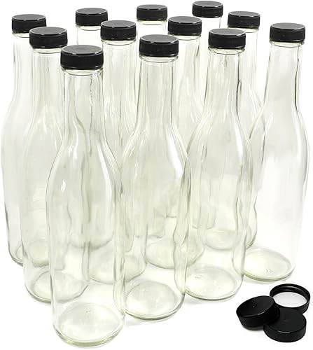 NiceBottles Woozy Botellas de vidrio transparentes de 12 onzas Estuche de 12 Transparente