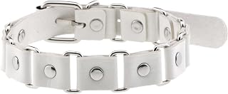 Collar de Cadena Estilo Patchwork gótico Punk con Banda para el Cuello, de Cuero sintético, Color Blanco