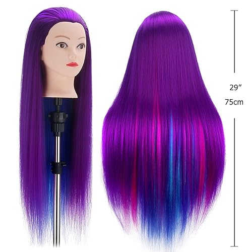 Miniatura 38 de TopDirect Cabeza de maniquí de 29 pulgadas con cabello, cabeza de muñeca para cosmetología y peinado de cabello, cabeza de trenzado de maniquí