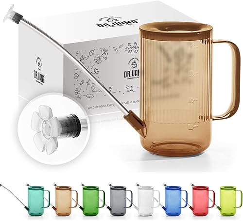 Regadera interior con boquilla y tubo vertedor largo extraíble, ideal para plantas suculentas, flores, jardín y oficina, 34 onzas, 1 l (14 galón).