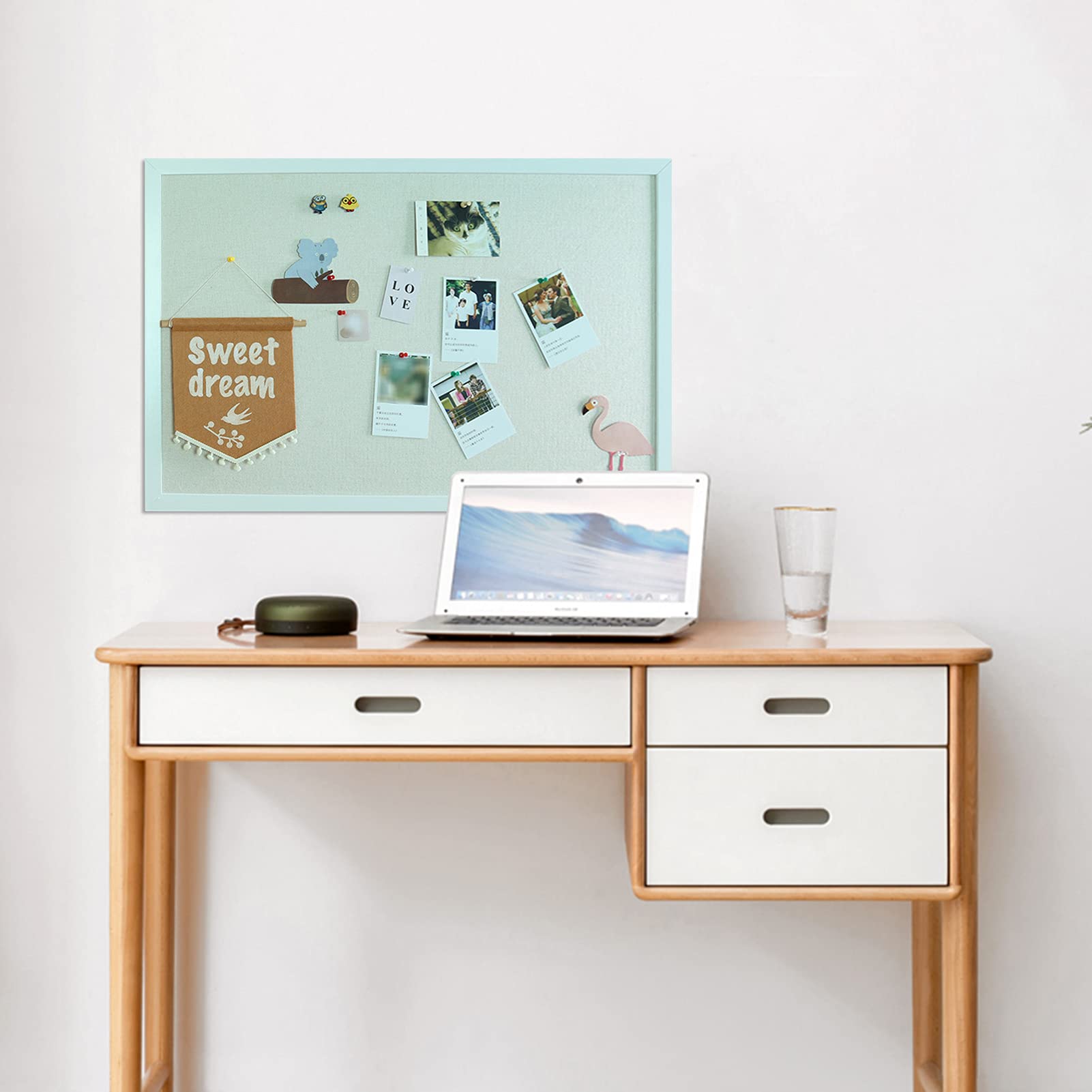Bacheca In Tessuto Di Lino DesignOvation Con Cornice Nera 23x29 – Lavagna Per Appunti, Foto, Organizer Da Parete Orizzontale/verticale, Per Casa E Ufficio
