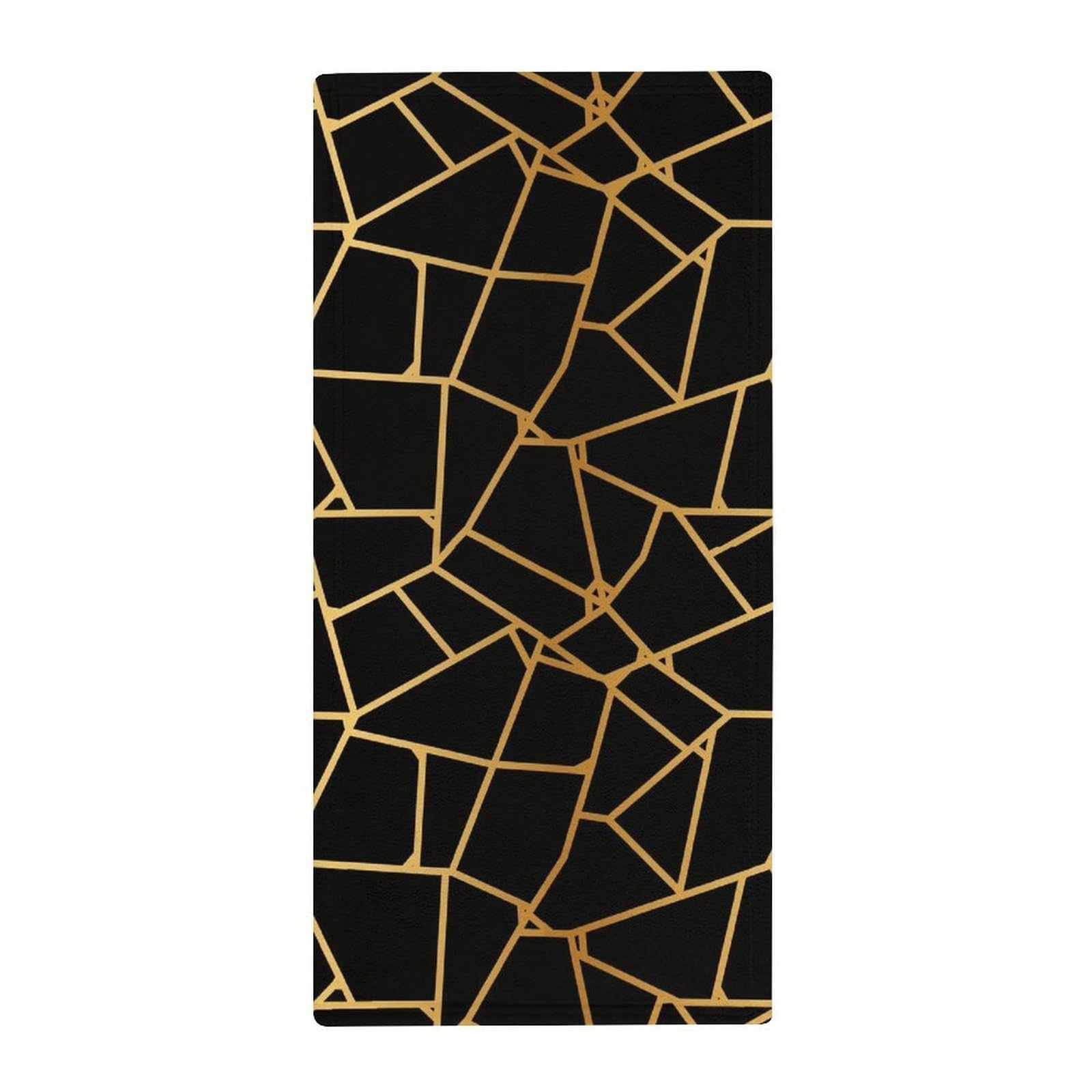 Anceky Soft Microfiber Hand Towels, Chic Black and Gold Marble Texture Decorative Bath Towels for Hotels, Spa & Kitchen Drying Needs
