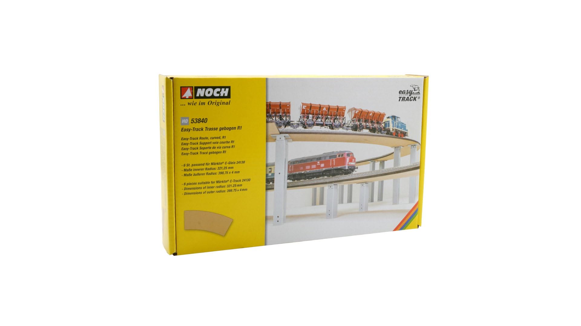 NOCH Easy Track Trasse gebogen R1, Maßstab 1:87 (H0) für Märklin® C-Gleis 24130, ideal für Modelleisenbahn
