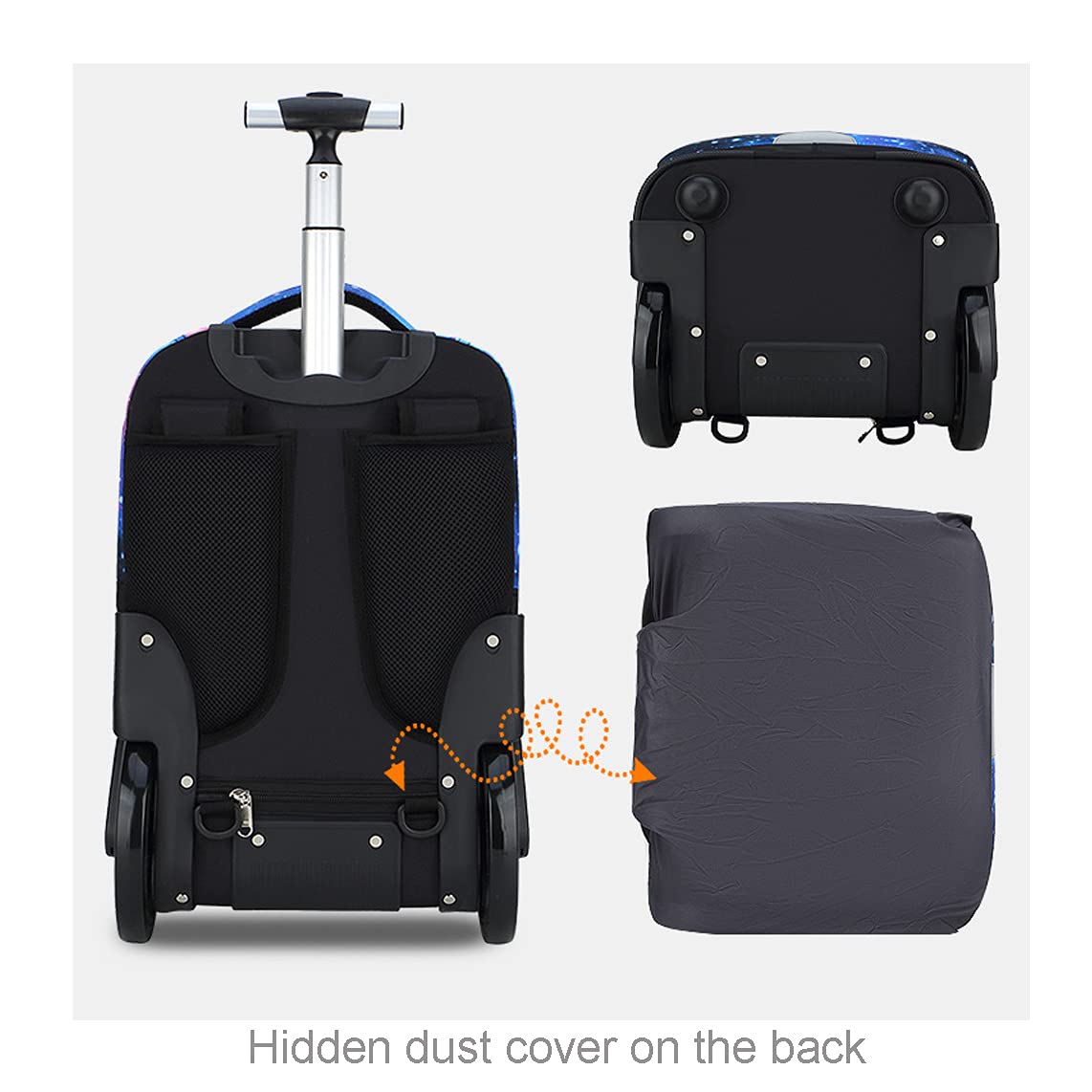 Zaino Trolley Scuola, Zaino Scuola Ragazzi Ragazza Bambini Zaini Scuola Trolley Elementare Borsa Zaino con Ruote