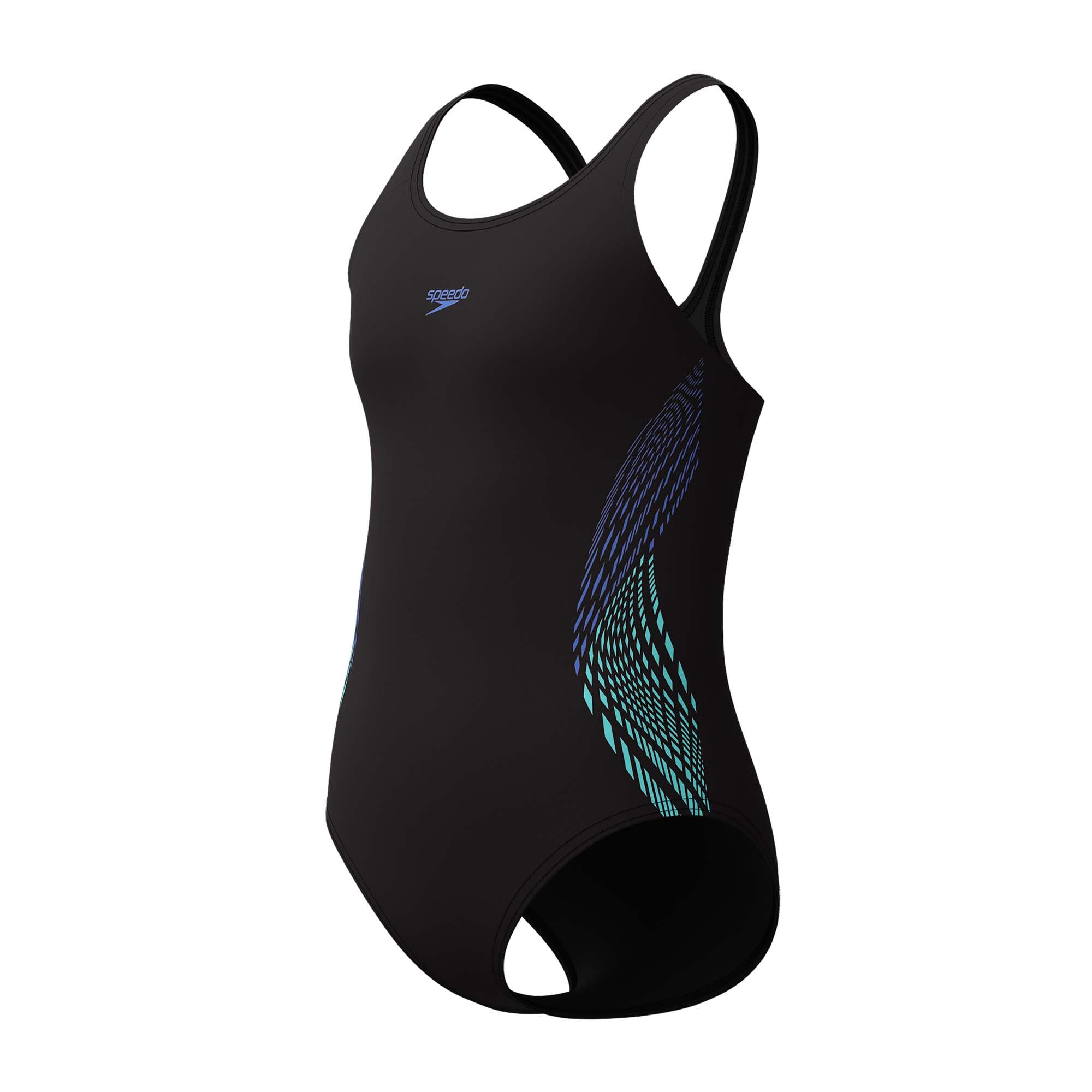 Speedo Girls Cobalt Pop Placement Muscleback Swimsuit Swimming Costume Size 13-14 Years