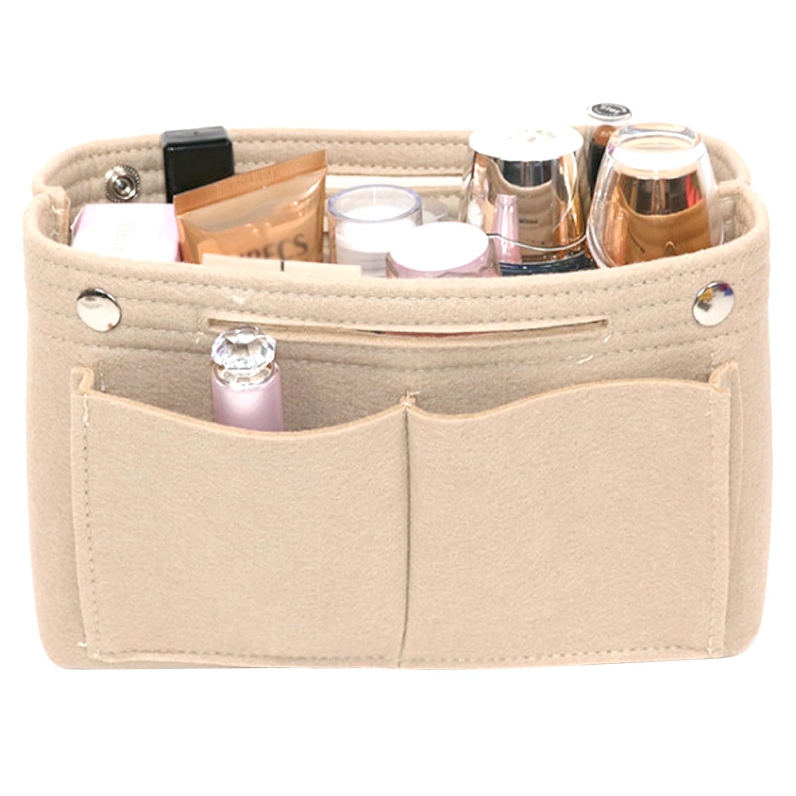 Filcowy organizer do torebki, 24 x 8 x 15 cm, filcowy organizer do torebki, kieszeń wewnętrzna na torebki z wieloma przegródkami (beżowy)
