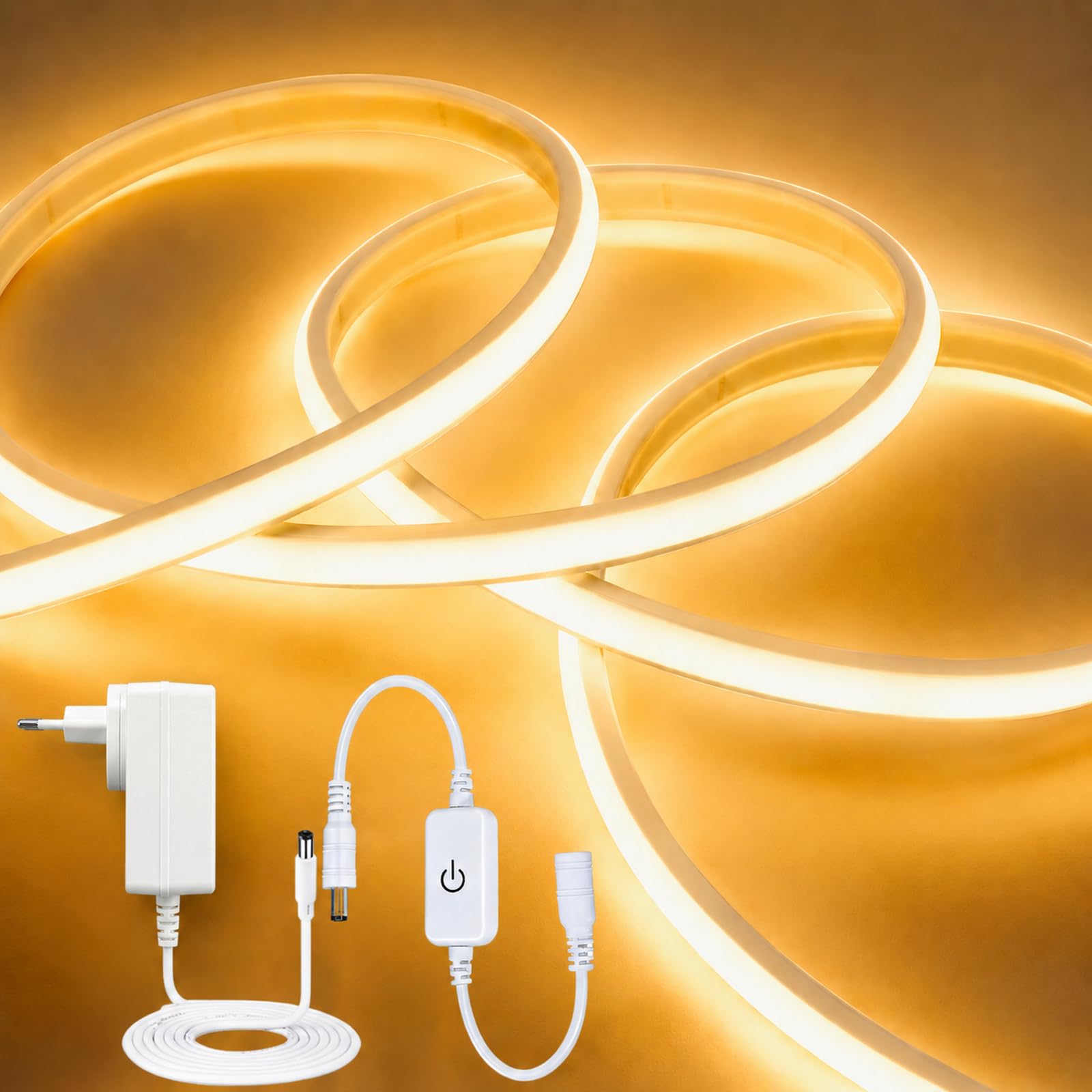 iNextStation COB LED Streifen 10M, dimmbar, Wasserdicht, 3000K Warmweiß