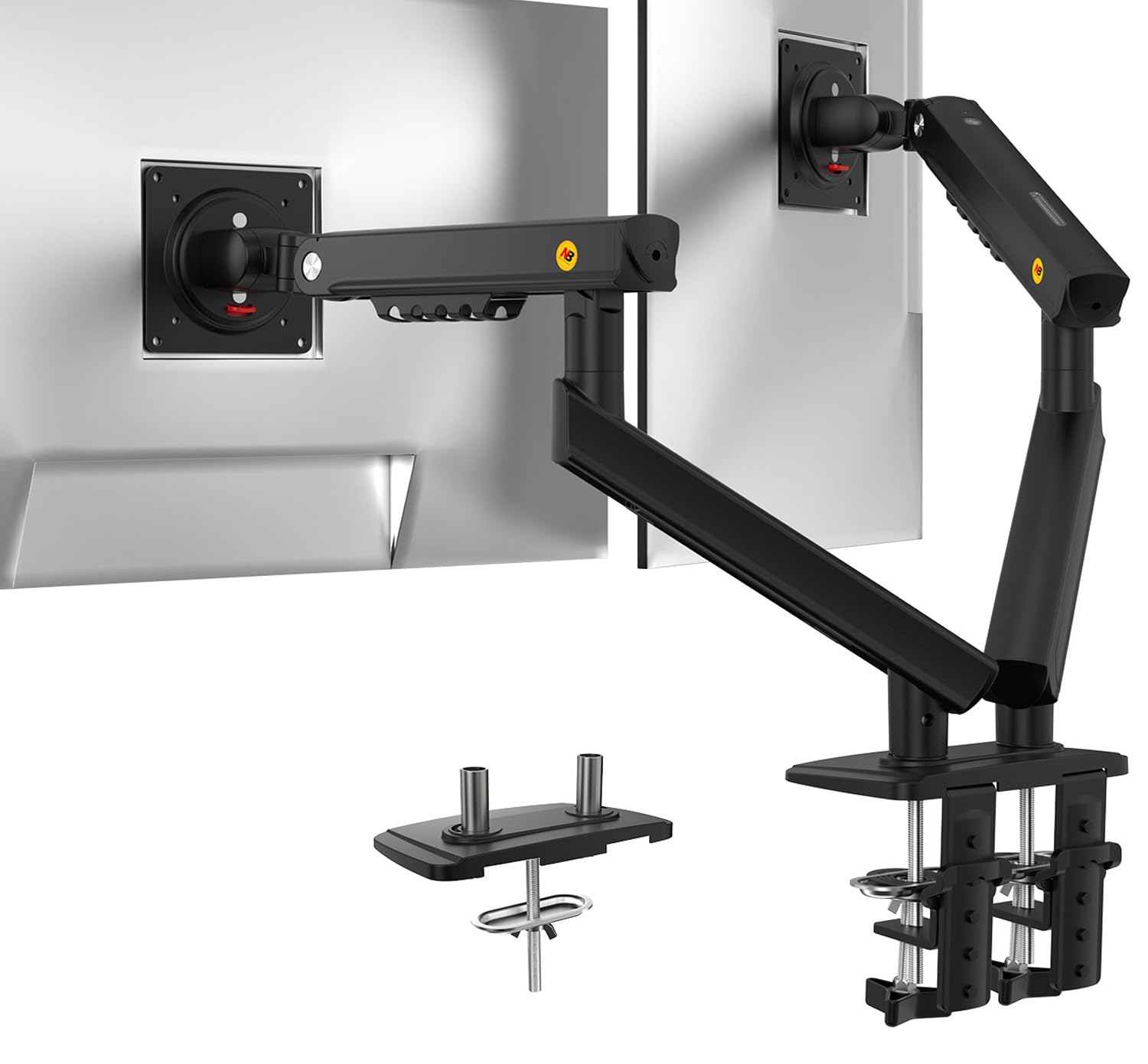 NB Ergonomic Supporto per Monitor da 17 a 32 Pollici, Carico fino a 9 kg (Nero, Braccio Doppio)