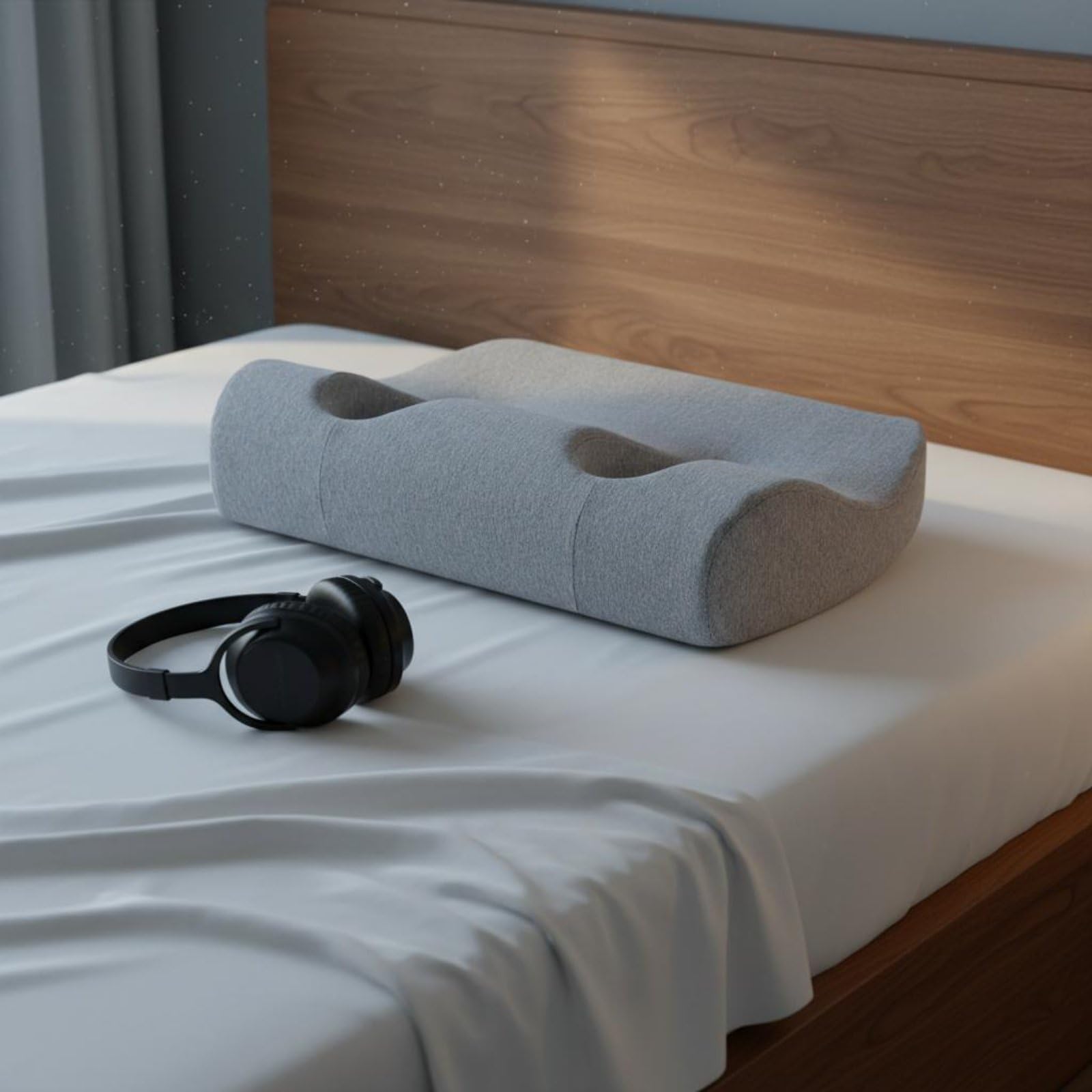 Almohada de Espuma Viscoelástica Almohada para Dormir con Auriculares Cojín Cervical Almohada con Orificio Auricular Orejera para Siesta Material de