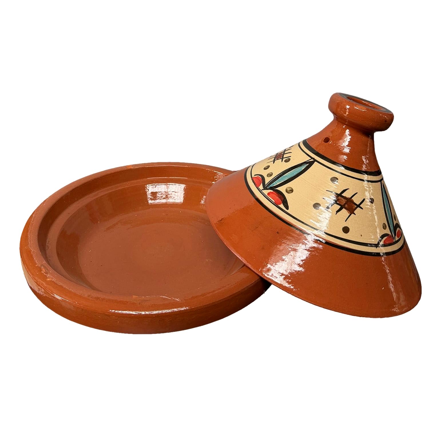 Tajine XL 35 cm Terracotta handbemalt – traditioneller marokkanischer Topf + kostenloses E-Book 0107261108