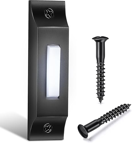 Miniatura 1 de Enhon Botón de timbre con iluminación LED, botones de metal sólido y elegante para montar en la pared, para el hogar, interruptor universal de
