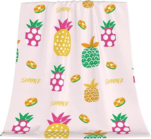 Miniatura 8 de Manta de piña para mujer, suave manta de forro polar de verano de 50 x 40 pulgadas, manta ligera de viaje para cama, sofá, bonita decoración del