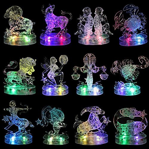Coolplay 3D Crystal Puzzle With Light-Up Base For Adult, 3D Zodiac Puzzle Constellation Series Of Taurus #TOP1