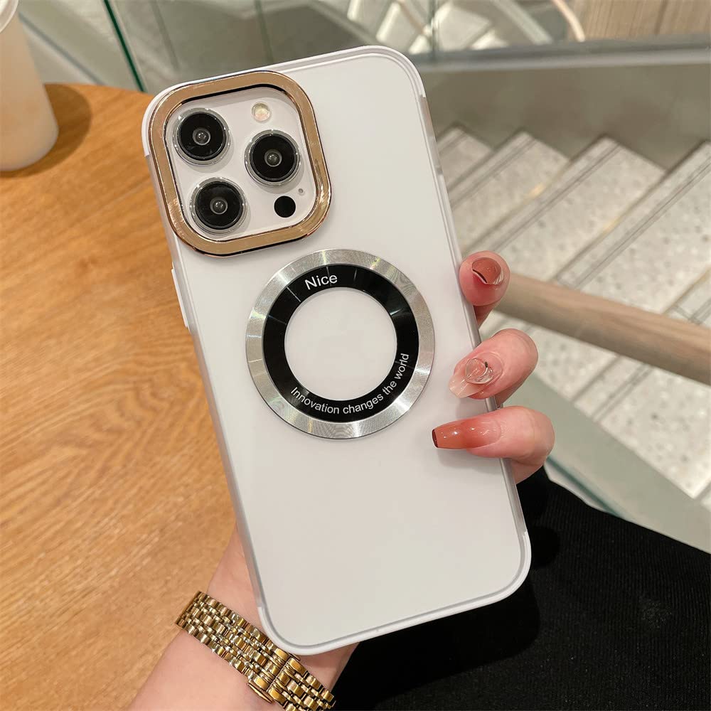 Coque iPhone 14 Pro Max antichoc transparente mate avec bumper hybride blanc