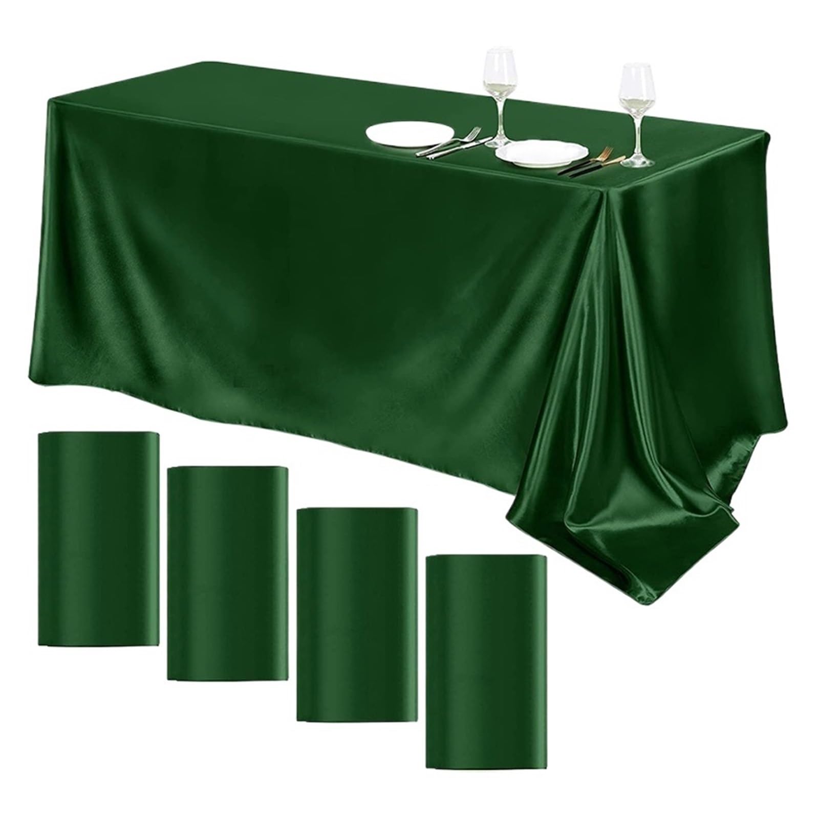LOPJGGYF Rectangle Satin Tablecloth Wedding Table For Party Birthday Events Banquet Decor Home Dinner Tablecloths Decors for Wedding Banquet Party Events(Green,145X335CM)
