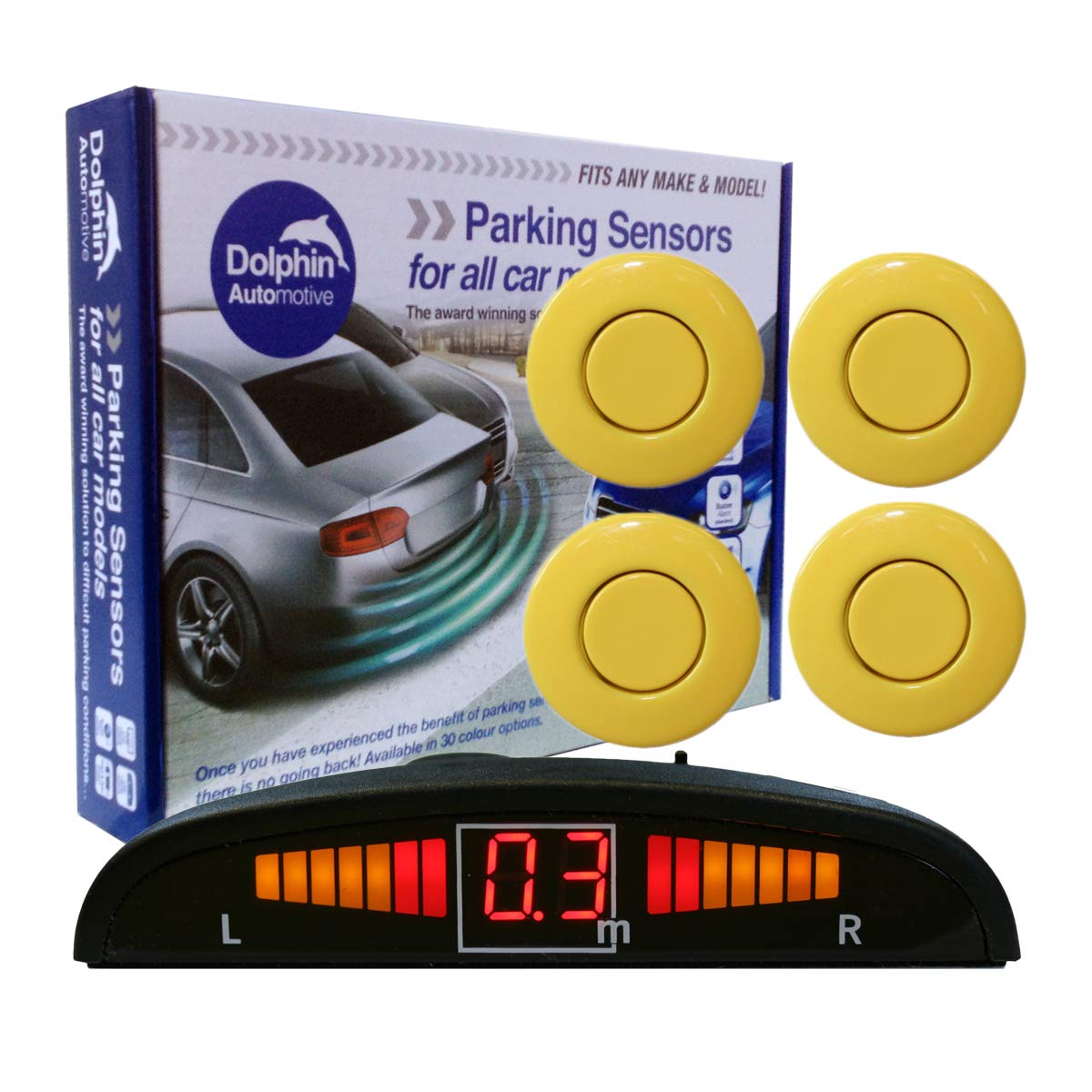 Dolphin Automotive DPS450 Reverse Parking Sensors In 32 Colours 4 Ultrasonic Radar Sensors Kit Audio & Display Alert System - Matt Black — view 34