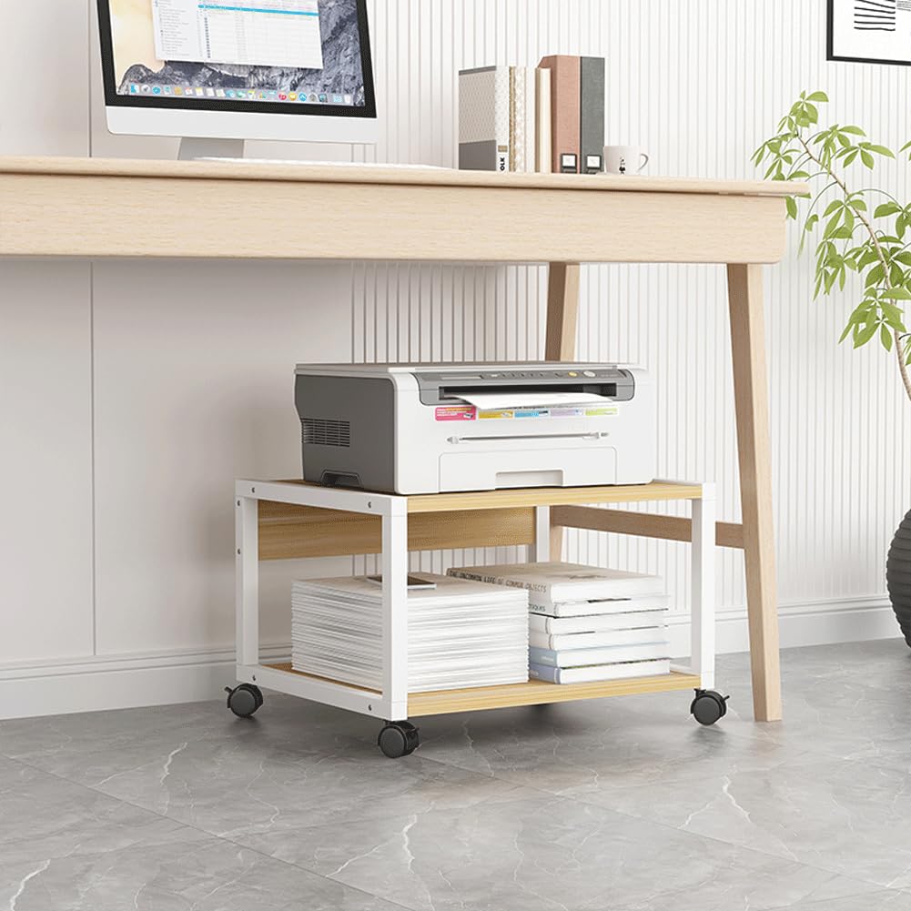 Carrello Porta Stampante con Ruote e Serratura, Supporto Mobile per Ufficio e Uso Domestico