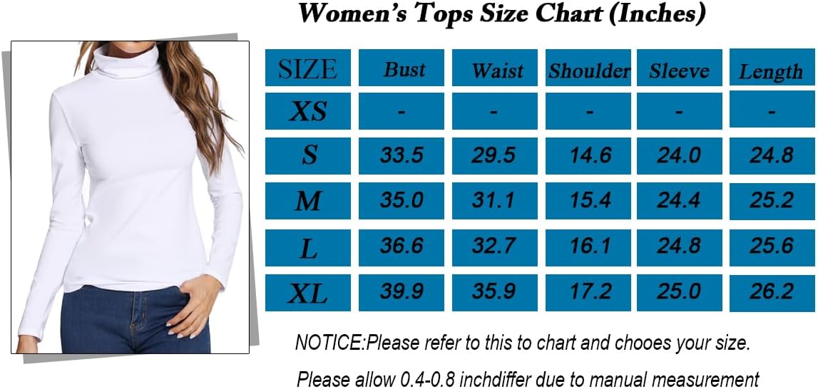 LOVFEE Women Basic Cotton Slim Fit Long Sleeve Soft Turtleneck T Shirt Tops - Image 7