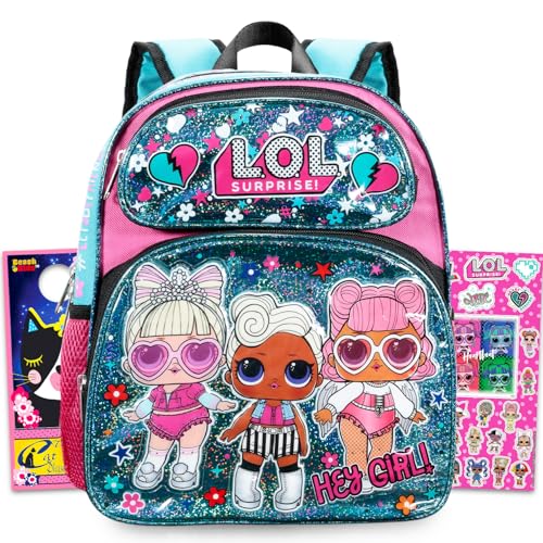 LOL Surprise Mini Mochila para meninas – Pacote com mochila pequena de 30,5 cm, adesivos e muito mais | LOL Surprise Mini mochila escolar para crianças, crianças e meninas