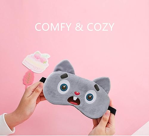 Miniatura 3 de Linda máscara de ojos de perro gris con dibujos animados novedosos para dormir, máscara corta de felpa para dormir, máscara de dormir con los ojos