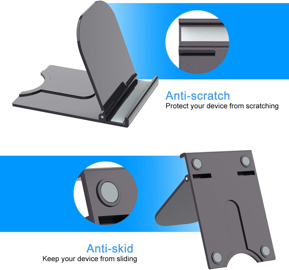 zylee Cell Phone Stand, Phone Stand for Desk Portable Adjustable Foldable Phone Holder Tablet Stand Desktop Cradle Dock Mini Phone Stand Compatible with iPhone Samsung Galaxy