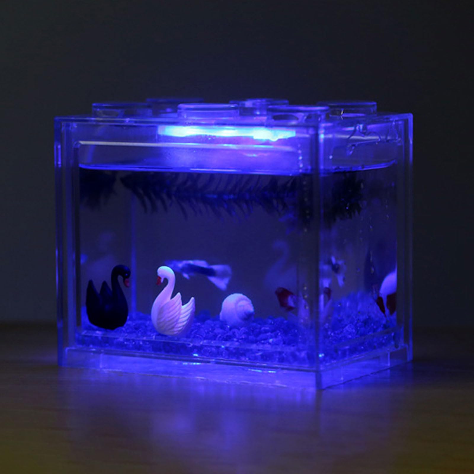 Flylin Lampa do akwarium, 4 szt., 5 V, USB, dekoracyjna lampa oświetleniowa LED, do akwarium, na biurko, akwarium do wewnątrz, do ogrodu wodnego (kolorowa)