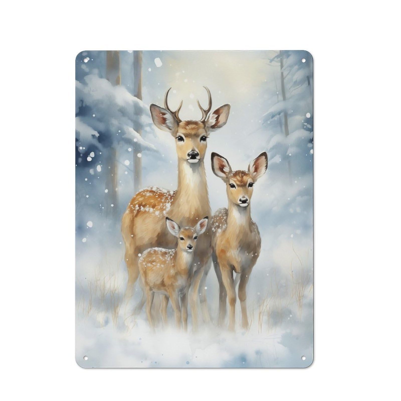 Junmoney Deer Family Xmas 40X30cm Retro Metal Plaque With For Garage Or Workshop, Housewarming Present For People Styling Garage And Workshop