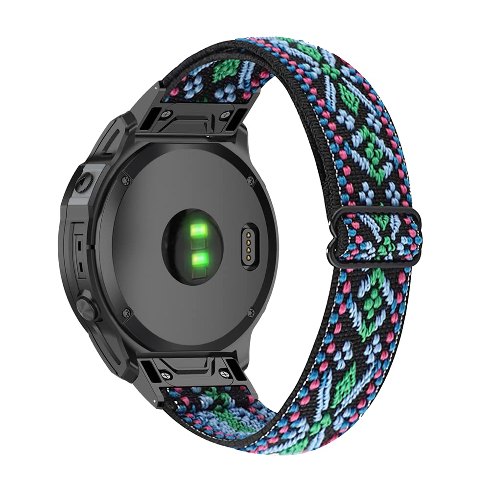 Tyogeephy Elastic Bands Compatible with Garmin Fenix 7 pro/Descent G1/EPIX gen 2/instinct 2/Fenix 6 Pro/Fenix 5 plus, Soft Adjustable Stretchy Strap Sports Replacement Wristband for Fenix 7 Solar