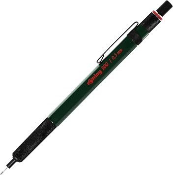 Rotring 500 Mechanical Pencil, Green Hexagonal Plastic Barrel and Non-Slip Textured Metal Grip, 0.5mm, HB Lead, 1 Count