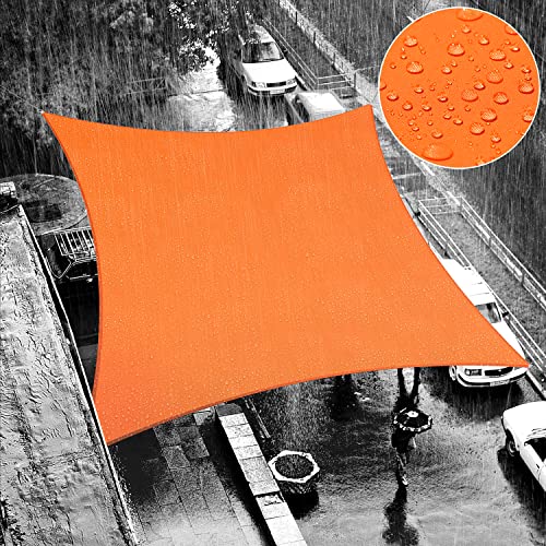 ShadeMart 9.5' x 9.5' Orange Waterproof Shade Sail Square Rectangle Sun Shade Sail 95% UV Resistant...
