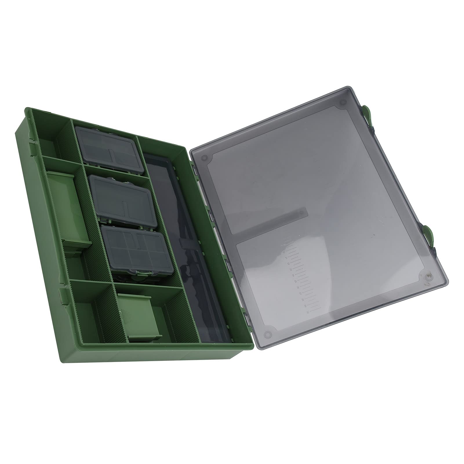 Qqmora Caja de Aparejos de Pesca de Gran Capacidad, Estuche de Almacenamiento Duradero para Accesorios de Pesca con Reglas, 365x285x55mm