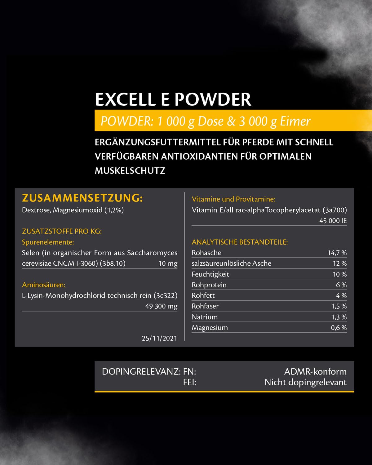 EQUISTRO Excell E | Complemento alimenticio para caballos | Apoyo de la función muscular | Ayuda a aliviar el sobreesfuerzo muscular y la tensión | 3 kg