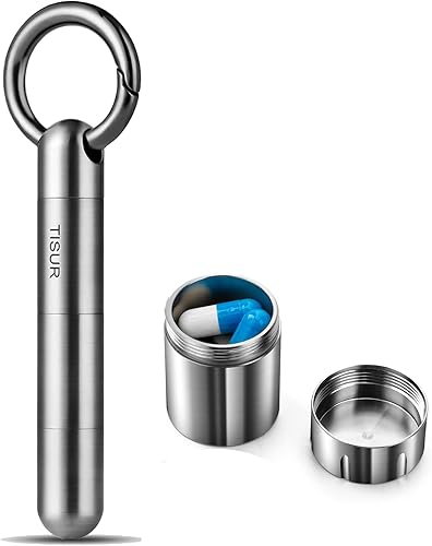 Pastillero de titanio micro gris + organizador portátil de medicamentos