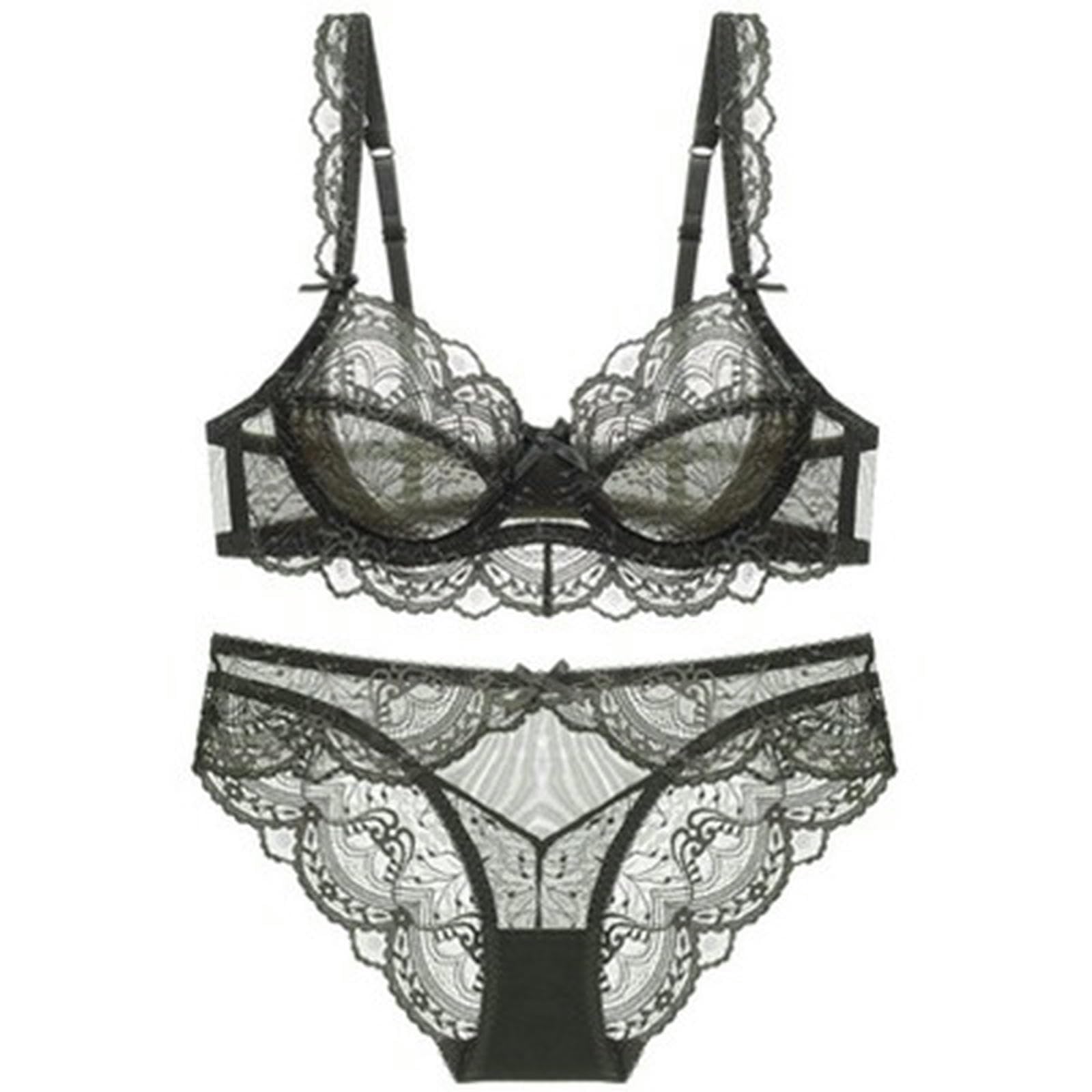 Sujetadores Conjunto De Lencería Encaje, Estilo Francés Fino Y Sexy, Sujetador Push-up Atractivo, Sin Relleno -Blanco-(Juego) 36 80a