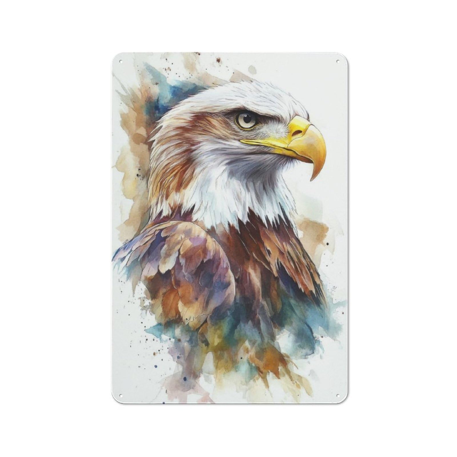 Junmoney Watercolor Bald Eagle Country Style Kitchen Metal Sign 30X20cm Featuring Diner Style Decor For Kitchen, Cafe, Pantry Or Dining Room