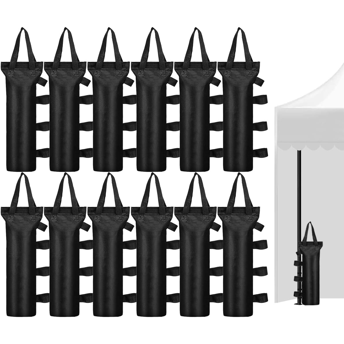 12 Pack 264 LBS Canopy Sand Bags,Black Heavy Duty Canopy Large Canopy Sand Bags for Canopy Outdoor Advertising Sunshade Fixed Windproof Pop up Canopy Tent,Without Sand.