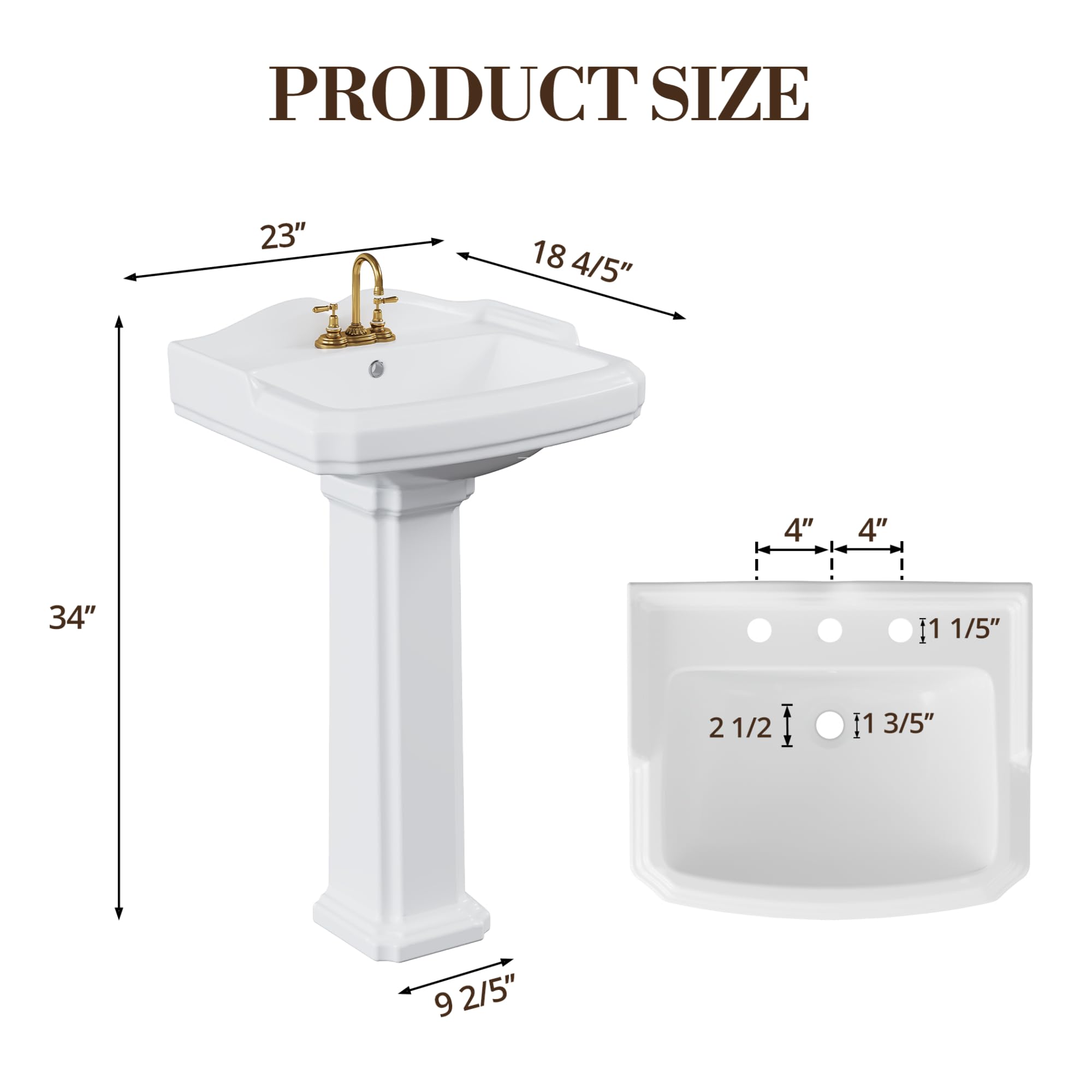 Waschbecken Keramik Hahnloch Weiß Standwaschbecken Waschtisch Säule, Aufsatzwaschbecken, Bathroom Sink, Waschtisch, Ablaufgarnitur, Aufsatzbecken, Keramik Weiß 580x480x860 Mm