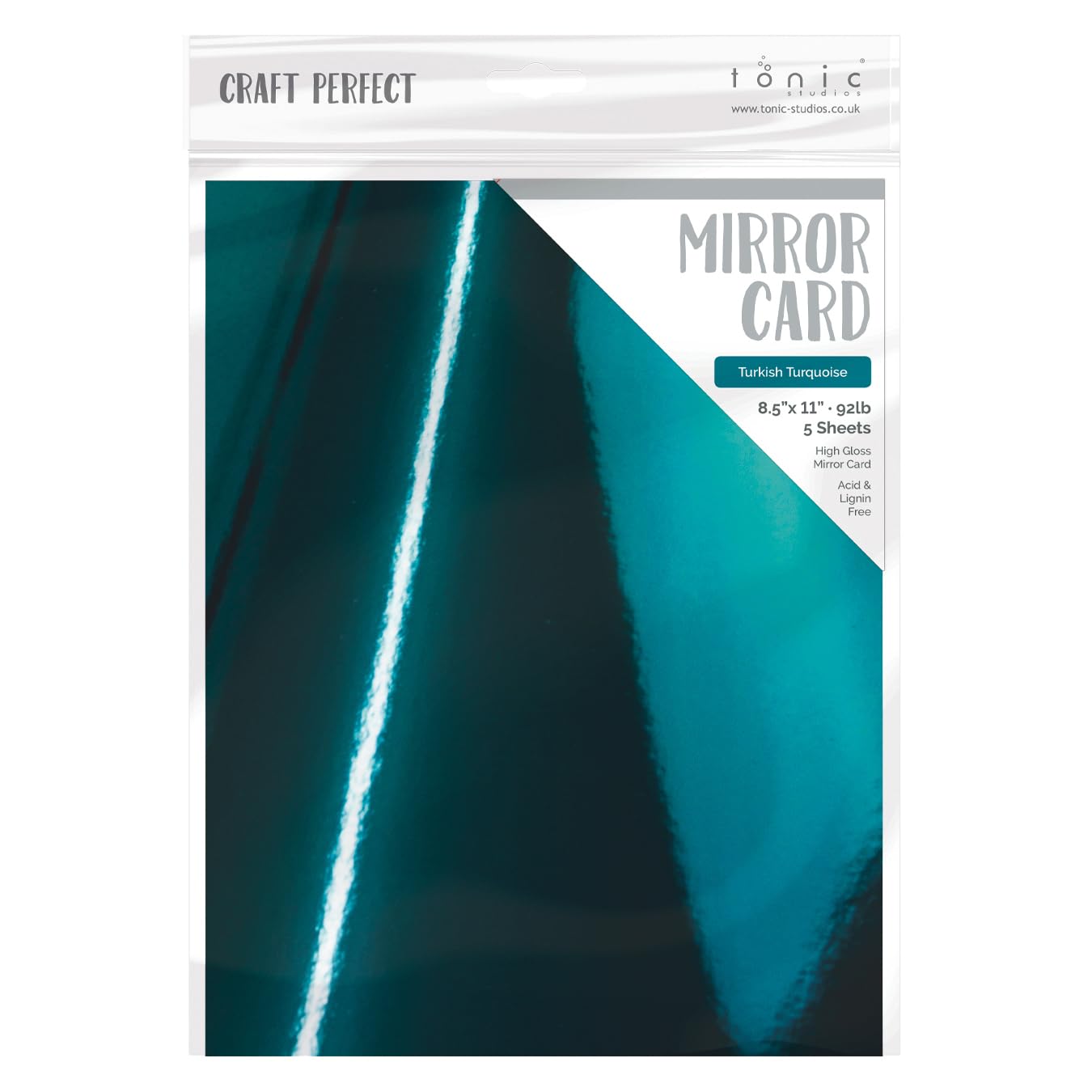 Miroir Brillant CRDSTK Turk papier turquoise rigide pour découpes précises de cartes