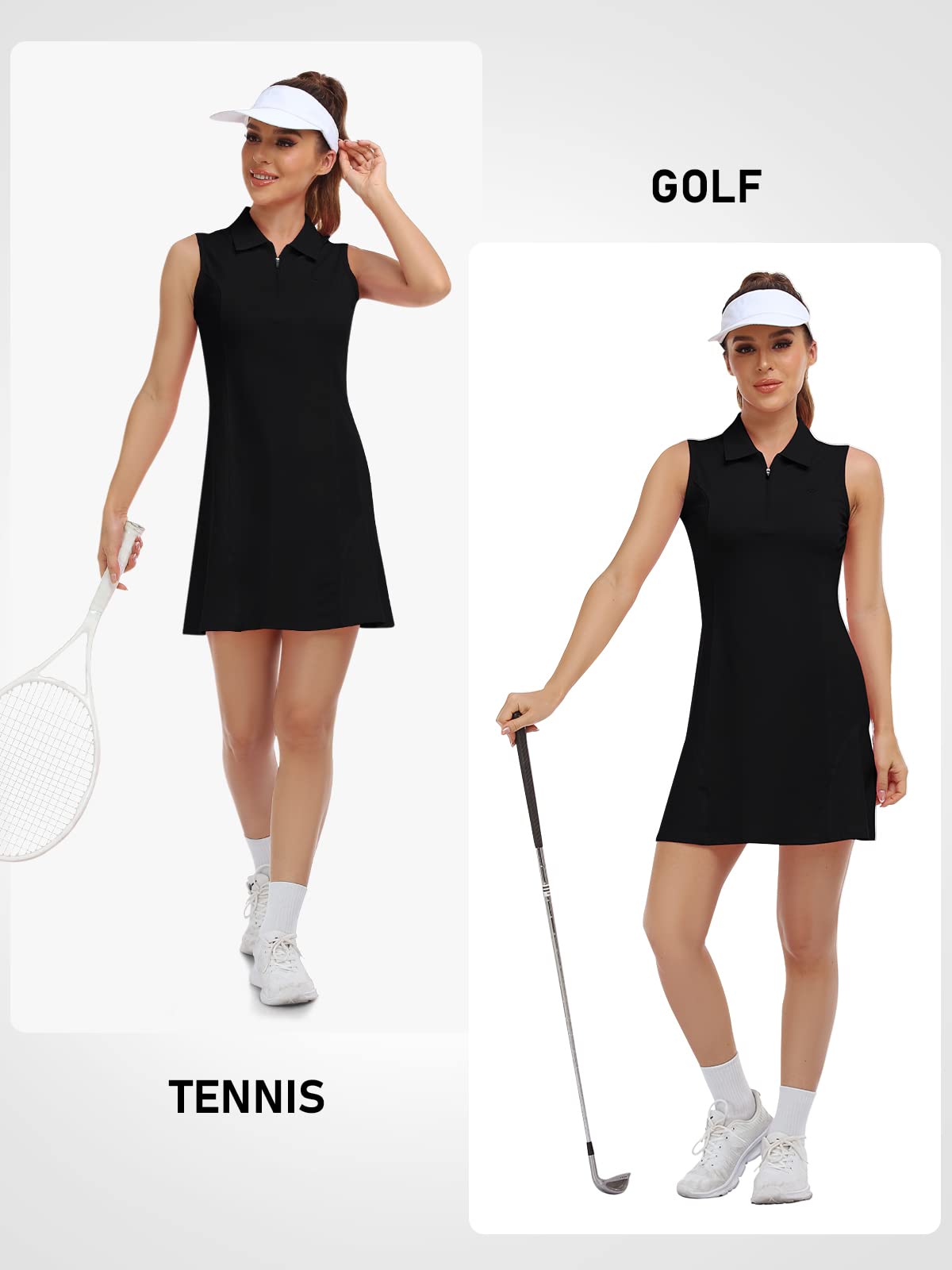 MoFiz Vestito Polo Estivo Lavoro Abito Senza Maniche Sportivo Tenis Golf Dress con Zip da Donna