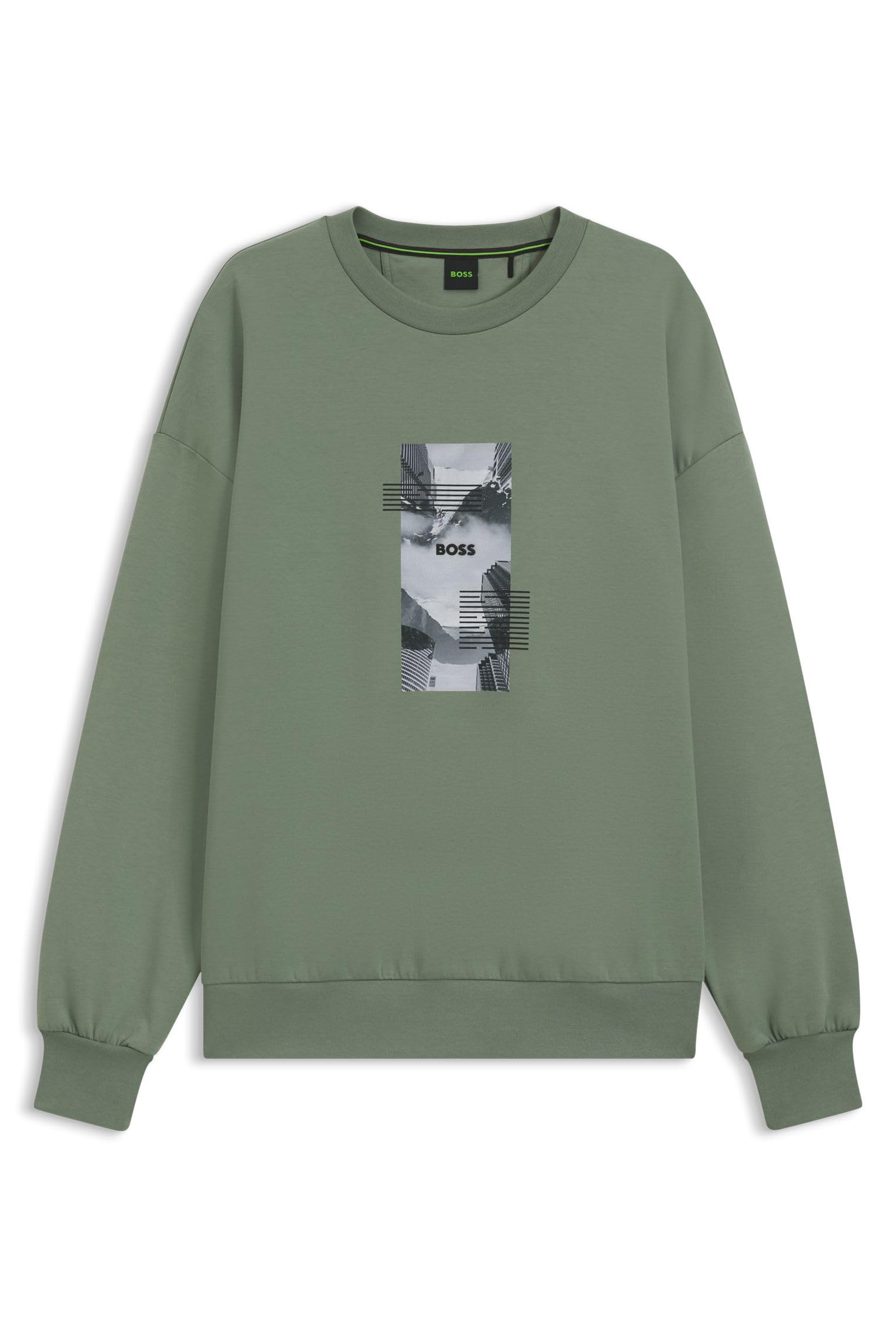 BOSS Herren Stenson Zone Oversized Sweatshirt aus Baumwoll-Mix mit Foto-Print Hellgrün XL