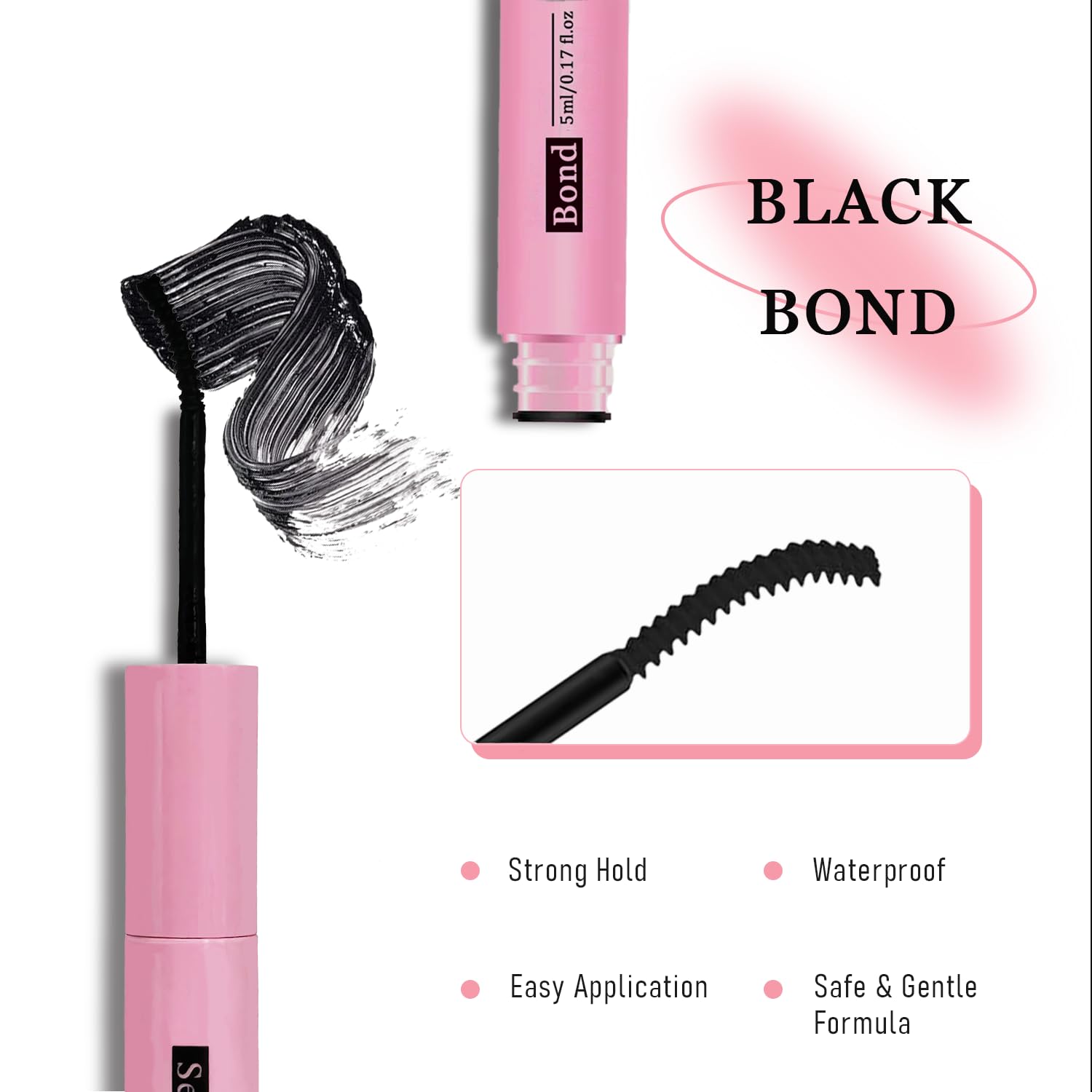 Lash Bond and Seal for Cluster Lashes,2 in 1 Black Cluster Lash Glue Waterproof Long-Lasting,DIY Eyelash Bond Strong Hold,Individual Lash Bond for Self-Application at Home