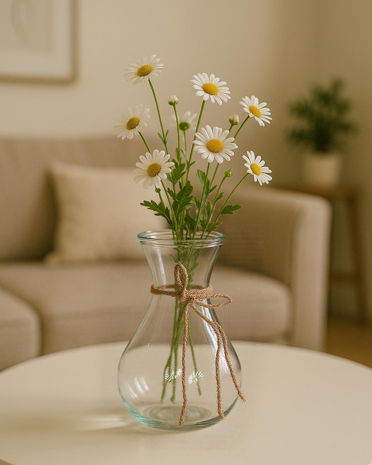 6Pcs Small Glass Hyacinth Vases Set - Clear Mini Bud Flower Vases with Twine Ropes for Home & Wedding Table Centerpieces Decor, Bulb Forcing, Avocado Planting