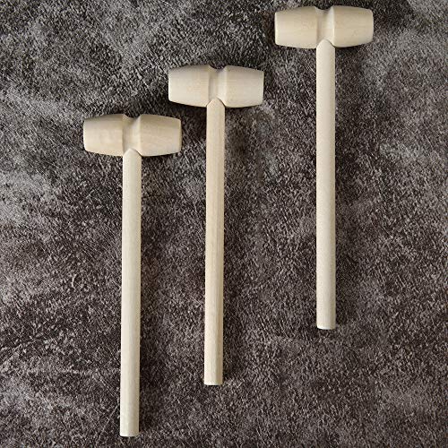Image of 24 Pcs Mini Wooden Hammers for Breakable Chocolate, Natural Wood Toy Mallets for Kids