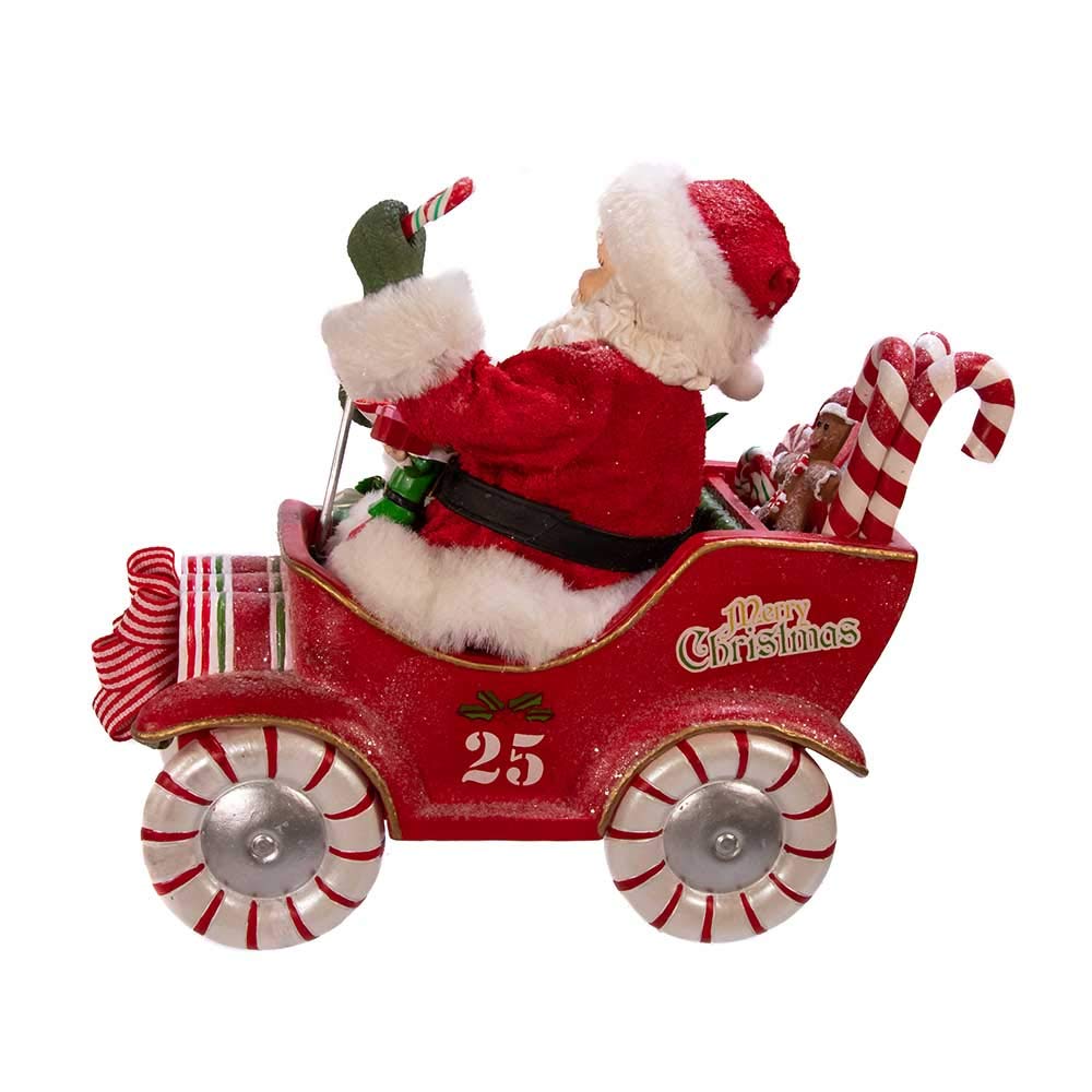 Kurt S. Adler Kurt Adler Fabriché Voiture de Bonbons musicaux Motif Père Noël, Multicolore 8,5 cm