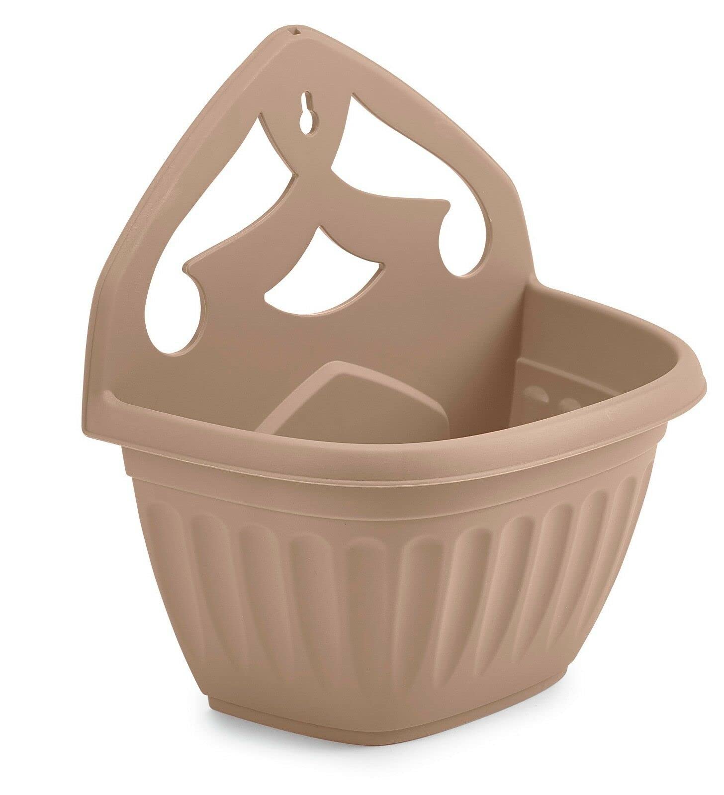 Homion Taupe Brown Athens Wall Flower Planter Garden Plant Wall Mount Basket 32Cm Taupe Colour (1)
