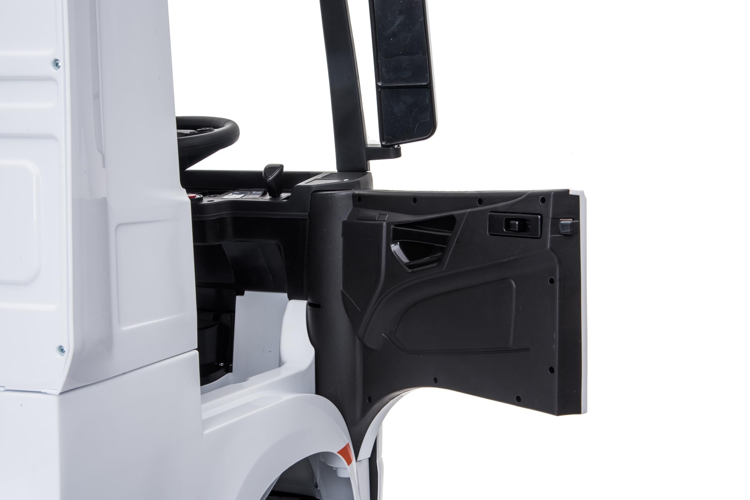 FINOOS Camion électrique Enfant Mercedes Actros 12V 4x4 Camion Voiture électrique Enfant avec télécommande 2.4Ghz, 4 x Moteur 12V 45W, Batterie: 2x12V, 1-5 Ans (Blanc)