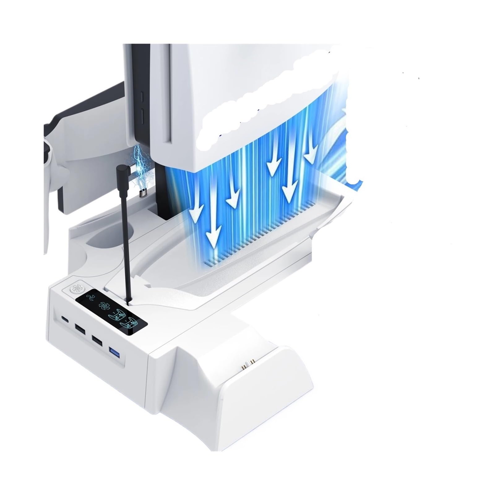 Supporto E Stazione Di Raffreddamento For PS5/Slim/Pro Con Stazione Di Ricarica For Controller, Compatibile Con PS5, Console, Supporto Di Raffreddamento For Caricabatterie For Controller